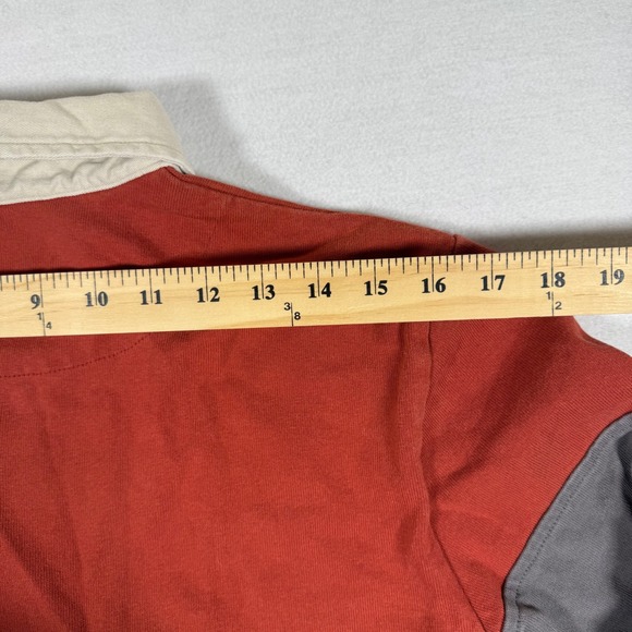 LL Bean Signature Mens Rugby Shirt Slim Fit Red Grey Colorblock Cotton 509435 S - Picture 9 of 10